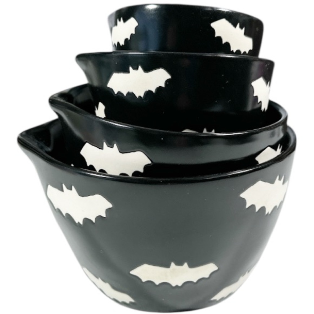 NEW Rae Dunn HALLOWEEN BAT MEASURING CUP Set/4 - Black - Picture 5 of 5